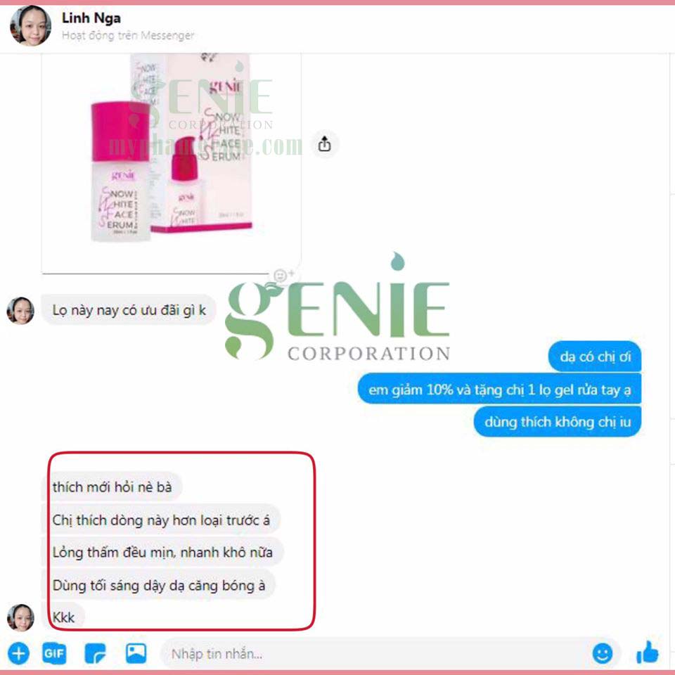 review serum face snow white genie | serum face là gì